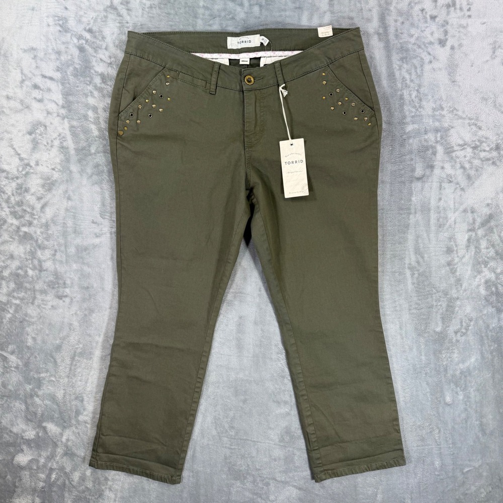 Torrid Chino Pants Women's Size 16 Olive Green Stretch NEW